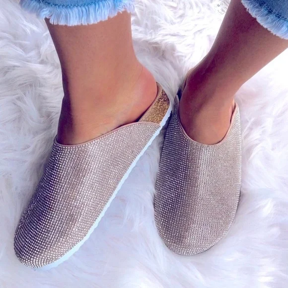 Size 6 Rhinestone Embellished Glam Mule Slides - Picture 6 of 10